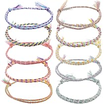 Set Da 10 Braccialetti Caviglia Surfer Unisex, Stile Boho Hippie Etnico, Fatti A Mano, Impermeabili E Regolabili, Per Feste In Spiaggia - copertina
