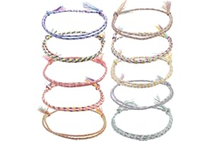 ZOPJUMA Pack of 10 Surfer Anklets Women's Anklet Fabric Friendship Bracelet Braided Boho Anklets Women Girls Adjustable Boho Anklet Set for Valentine's Day, Birthday, Christmas