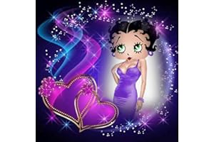 HUANNY Kit de peinture diamant 5D à faire soi-même pour adultes et enfants - Peinture à strass ronde avec strass au point de croix - Art diamant et point de croix (Betty Boop/30,5 x 30,5 cm)