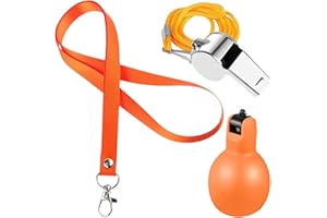 WOXJENA 1 Pièces Sifflet à Main avec 1 Pièces Sifflets en Acier Inoxydable, Sifflet Arbitre Poire, Sifflets Hygiéniques, Sifflets de Sport, Arbitre, pour Entraîneurs, Enseignants