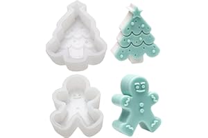 2 Pcs Christmas Candle Moulds,WideSmart Gingerbread Man Silicone Mould Christmas Tree Silicone Candle Molds Silicone Soap Mold Aromatherapy Candle Decoration Mold for Making Candles Aroma Stones Soap