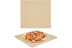 Mimiuo Pierre à Pizza Rectangulaire en Cordiérite, Pierre à Pizza for Ooni, pour la Préparation du Pain, de la Tarte flambée et de la Pizza, pour Four et Barbecue, Four et Grill, Gaz, 33 x 33 cm