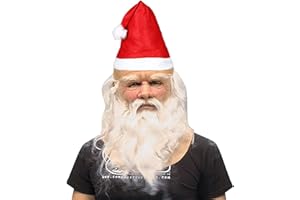 NEMMXUB Máscara Papá Noel Navidad, Peluca y Barba Navidad Papá Noel Santa Claus, Disfraz de Papá Noel，Rojo Sombrero de Decoración,Fiesta,Christmas,Costume,Cosplay