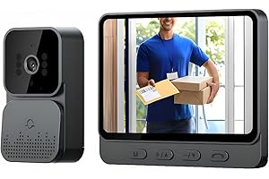 WINNES Sonnette Sans Fil avec Camera 1080P Visiophone Sans Fil avec écran IPS de 4.3 Pas WiFi Sans Abonnement Requis Volume Très Fort Interphone Audio Bidirectionnel la Fonction de Vision Nocturne Video 70°