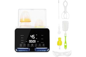 ONATISMAGIN Baby Bottle Warmer, ONATISMAGAIN Portable Dual Bottle Milk Warmer, 9-in-1 Bottle Sterilizer with LCD Display and Timer, Fast Baby Supplement Heating Defrost, Warmer for Breastmilk Formula
