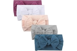 Sayla 5 Stück Baby Stirnband Mädchen Newborn Baby Kopfband Mädchen Haarband Elastische Baumwolle Stirnband mit Schleife Stirnbänder Kleinkind Mädchen Headwrap Turban für Babys Fotozubehör