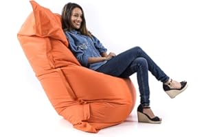LIVEDECO - Pouf Géant Orange BiG52 Classic 170x130 cm - Déhoussable, Intérieur/Extérieur, Rempli de Billes de Polystyrène