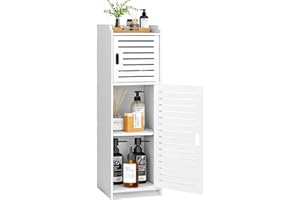 Esaledirect Bathroom Storage Cabinet,Floor Standing Bathroom Storage Unit,Home Storage Furniture,Freestanding DIsplay Cabinet with Shelf and Door for Bedroom Kitchen Office Hallway,White