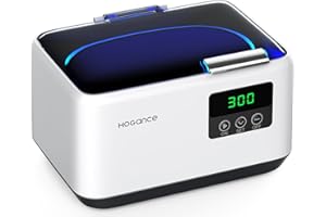Hogance Pulitore ad Ultrasuoni 600ML, 50W 48KHz Lavatrice Ultrasuoni in Acciaio Inox per Gioielli, Occhiali, Orologio, Piccoli Giocattoli, Protesi Dentarie, Bianco+Grigio Profondo