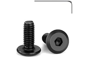 Tunejoy 20 Piezas Tornillos de Cabeza Plana M4 x 10 mm Negro Tornillo de Cabeza Hexagonal de Acero Inoxidable A2 V2A Perno de Muebles con llave Allen Rosca Completa