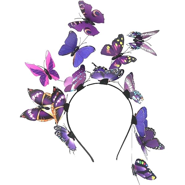 HOWAF Schmetterling Kostüm Set Damen – Haarreif, Haarspangen, Halskette & Tattoos, Blau