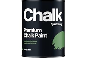 Hemway Verde Nebbioso Chalk Paint 1L Matt Shabby Chic Mobili Per Interni, Pareti, Legno, Armadi, Porte, Tavoli, Sedie, Finitura Gessosa Liscia Ad Asciugatura Rapida (12 Verdi E 116 Colori Disponibili)