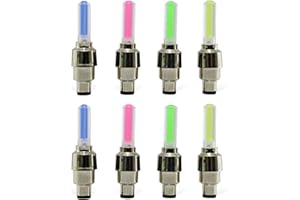 PCTC 8 PCS LED Bike Wheel Light, Value Cap Light Waterproof Bicycle Wheel Neon Lamp Shockproof Tire Light for Car,Bike,Bicycle,Motorbicycle,With Battery(Green,Red,Blue,Yellow)