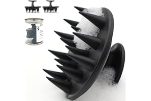 (2 piezas) Silicona sólida de una pieza resistente al moho, cepillo masajeador cuero cabelludo, masajeador cabeza cepillo cuero cabelludo, scalp massager, WAKISAKI (negro)