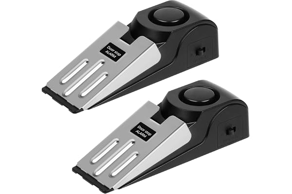 Flintronic Cale Bloque Porte avec Fonction Alarme, 2PCS Butée de Porte avec Alarme, Cale Porte avec Alarme 120 DB, Porte de Sécurité à Réglable pour la Protection Personnelle de la Maison,Voyage