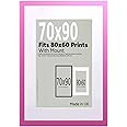 A2Z Home Solutions® Wall Photo Frame Pink 70x90 cm Frame With 80x60 cm Mount Picture Poster Print With Clear HD Perspex 30x15 MM Moulding Mounting Hooks MDF Backboard
