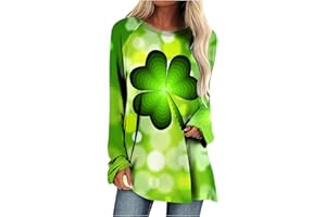 NUSGEAR Pull St. Patrick's Day Femme Manches Longues Col Rond St. Patrick's Day Pull Sweat Imprimé de Sweatshirt Grande Taille Pullover Fashion Imprimé Top lâches T-Shirts à Manches Longues Chemisier
