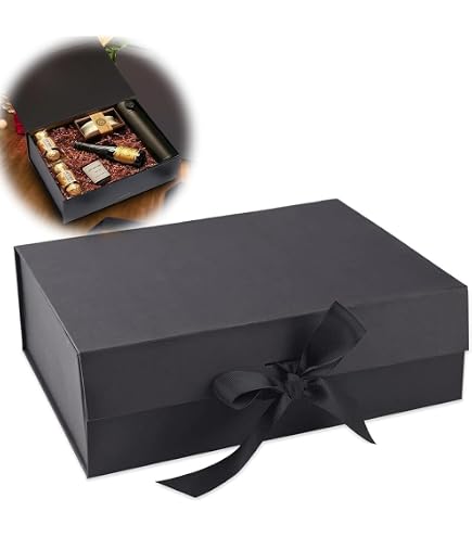 2pcs Large Luxury Gift Box with Lid & Silk Ribbon, Reusable Storage Case | 31x22x10cm Premium present box, Magnetic lid closure, Wedding favour