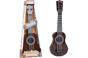LUVDECO Juguete de Ukelele para niños, 36cm Juguete de Guitarra Ukelele con 4 Cuerdas Ajustables, Instrumento Musical Ukelele para niños, Mini Guitarra Musical de Juguete Educativo para Infantil Regalos (D)