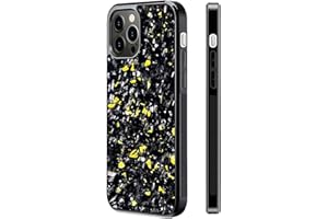 CAUTORSY Forged Carbon Fiber Phone Case, Carbon Fiber Phone Case, Carbon Fiber for iPhone Case, Support Wireless Charging (for iPhone 12,Gold)