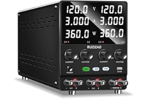 RUZIZAO Alimentatore da Banco 120V 3A Doppio Alimentatore Corrente Continua Encoder Alimentatore Laboratorio 120V6A 240V3A Regolabile in Serie/in Parallelo con 4 in 1 Doppio Fino a 0~240V o 0~6A