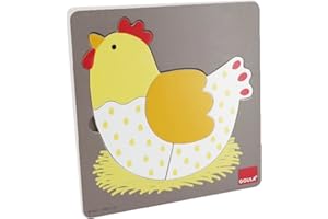 Goula drewniane puzzle z kurczakiem 3 poziomami