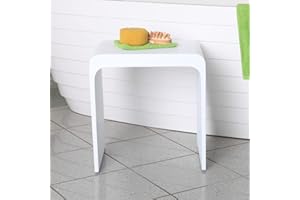 ‎FOUR & MORE Four & More Badhocker Duschhocker Sitzhocker Duschstuhl Duschsitz Luxusbadhocker Design Kunststein Spa aus hochwertigem Solid Stone/Mineralguss/Kunststein Modell 'Turin', Oberfläche:Matt