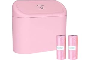 Flaconi Poubelle Voiture,Accessoire Voiture,Organisateur Voiture,Accessoire Voiture Interieur,Gadget Voiture,Petite Poubelle de Voiture avec Couvercle,Boîte de Rangement Suspendue pour Voiture (Rose)