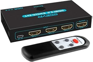 SGEYR Commutateur HDMI 4K Automatique, Switch Multiple Ports pour TV, PC Double Écran, PS5, PS4, Lecteur DVD, Projecteur