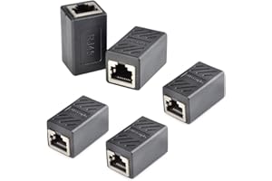 BOSCOW 5 PCS Accoppiatore RJ45, Adattatore di Rete RJ45 Ethernet femmina a femmina Joiner Adattatore per Cavo LAN Adattatore Estensore Prolunga Cavo Ethernet Connettori RJ45 per Cat7/Cat6/Cat5e/Cat5
