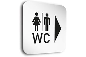 Türschilder24 Aluminium- Türschilder der Extraklasse! • WC rechts • Toilettenschild in der Größe 150 x 150 mm • Aunsichtbare 5mm Abstandhalter verleihen dem Türschild einen exklusiven schwebe Effekt