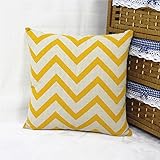 Luxbon 4er Set Mittelmeer Stil Zick Zack Streifen Welle Leinen Kissenbezug Lendenkissen Wurfkissenbezug Pillowcase Cafe Haus Auto Cafe Deko 18 x 18 “ Gelb - 2