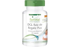 Fairvital | DGL Regaliz Plus - Raíz de Regaliz Desglicirrizado + Malvavisco + Olmo + Aloe Vera - VEGANO - Dosis alta - 180 Cápsulas - Calidad Alemana