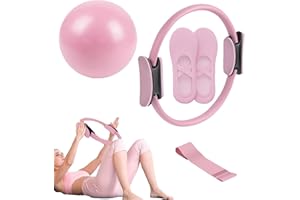 Bagiaope 5 Pezzi Impostare Kit Pilates Casa | Pilates Essential Kit | Anello Pilatess, Pallone Yoga, Fascia di Resistenza, Kits Fitness Domestico, Equipaggiamento Fitness Yoga