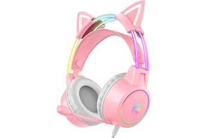 ONITOON Cat Ear Gaming Headset with Mic for Kid & Adult, Gradient RGB Backlit, Wired Lightweight Headphoe for PS4/PS5/ Xbox One/PC/Phone, Virtual Surround Sound, Noise Cancellation