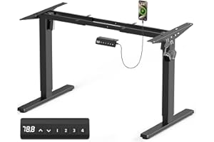 ‎VOSATRON VOSATRON Höhenverstellbarer Schreibtisch Elektrisch Tischgestell mit 2 Starken Motoren, Höhenverstellbar Schreibtisch Gestell mit USB-C-Anschluss, Antikollisionsfunktio und Memory-Steuerung, Schwarz