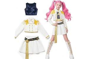 KOUIPOIE Hunters kostium Cosplay dla dzieci, Kpop Hunters Ru-mi kostium z kurtką, szortami i T-shirtem, Kpop Demon Cosplay kostium na Halloween, dla dziewczynek, prezent urodzinowy