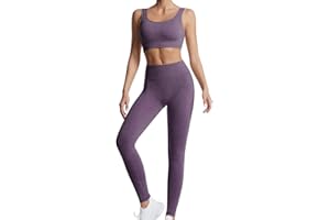 dohomiryo Donna Set di Abbigliamento Yoga Top Sportivo+Leggings 2 Pezzi Tuta Sportiva Palestra Fitness Activewear
