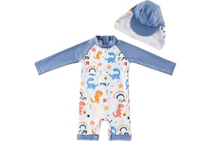 UMELOK Baby Badeanzug mit Sonnenhut UV Schutz Schwimmanzug für Baby Junge
