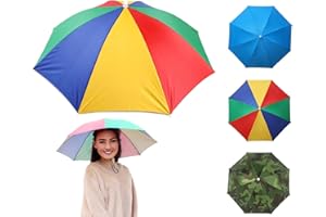 ULAWELLOR 3 Stück Regenschirm Angelschirm Propeller MüTze Regenhut Faltbarer Regenschirmhut SpaßIges Accessoire Kopfregenschirm Sonnenschutz Tragbar Uv-BestäNdig