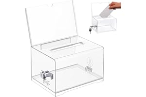 YUDOBLISS Acrylspendenbox, Spendenbox Abschließbar, Wahlurne Acryl Spendenbox mit Schlüssel, Spardose Transparent, Kommentarbox, mit Aufkleber, für Abstimmungen, Gewinnspiele, Wettbewerbe