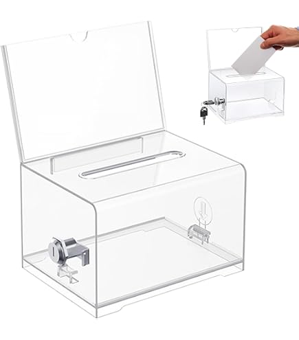 TGKYK Spendenbox Aus Acryl Mit Schloss – Abschließbare Wahlurne Für Spenden, Abstimmungen, Gewinnspiele, 15,5x10,9x9,6 Cm