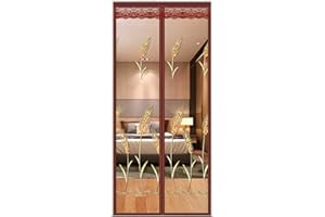 ZJXSNEH Tende Antizanzare Estive Tende Di Garza Ricamate In Pizzo A Doppio Strato Tende Per Tende Lunghe Tende Divisorie Interne Spighe Di Grano Marrone 110X200CM