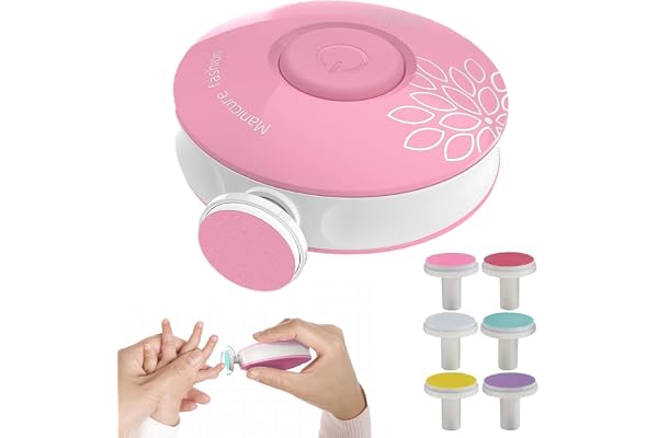 Lime à Ongles pour Enfants, Lime à Ongles Électrique pour Enfants, Électrique Nail Trimmer Nail, pour Nouveau-Nés Enfant et Adulte, Têtes de Meulage Remplaçables, 6 En 1- Couleur rose