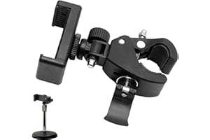BANSUSU 1PCS Mic Stand Phone Holder Anti Slip Microphone Arm Mount Clamp Freely Adjustable 360° Rotation Microphone Holder for Live Streaming, Shooting Videos, Traveling, Works With Most Cell Phones