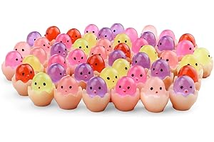 SPRHR 50 Stück Leuchtende Kunstharz Mini Tiere, Einzelne Farben Zufällig Bunte Huhn, DIY Bunte Mini-Küken Benutzt für Geburtstags, Weihnachtsfeier, Gartenlandschaft, Puppenhaus Dekorationen