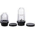 PRIME PLUS Heavy ABS Plastic Bullet Jar Compatible with any Mixer Grinder 350 and 530 ml with 2 Lids Black
