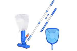 RXXR Portable Pool Vacuum Cleaner with Skimmer Net, Swimming Pool Jet Cleaner with 35.4'' Telescopic Handle, Pool Floor Cleaner Set Ideal for Pools, Ponds, Fountain