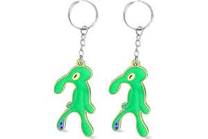 Bold And Brash 2 Stück Keychain Cute Squidward Schlüsselanhänger Lustig, Grün Thaddäus Anime Auto Anhänger Tasche Gummi mit Schlüsselring, Kreatives Geschenk für Paar Männer & Frauen