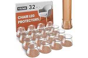VIUME 32 pezzi Gommini per Sedie, Tappetini in Feltrini in Trasparente Silicone Rotondi, Adatto per Piedini per Sedie di Varie Forme, Protegge il Pavimento dai Graffi e Riduce il Rumore
